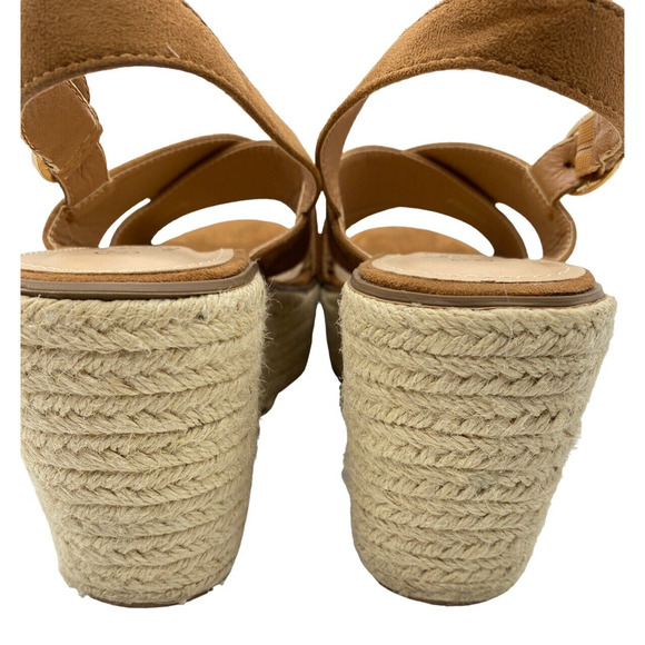 Boho Betani Sky High Platform Cottage Wedge Espadrille Leather Strap 7.5 Sandals - Picture 3 of 9